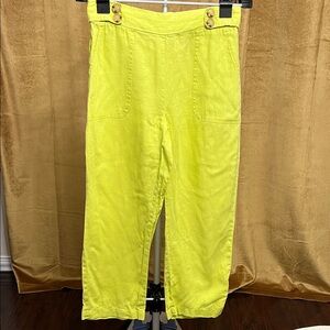 Acid green High-Waisted linen Pants